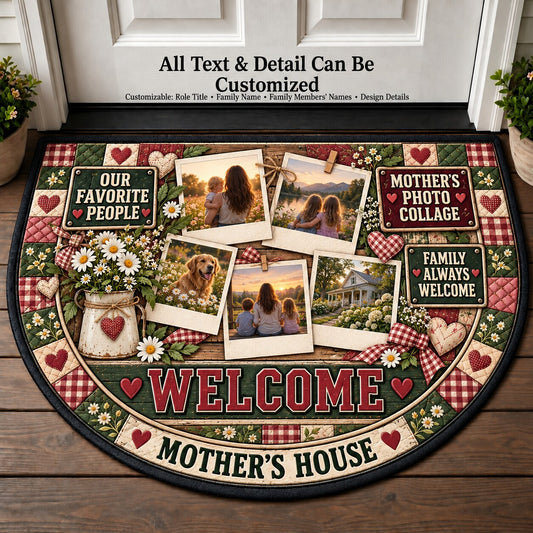 Mother's Photo Collage Personalized Half Round Mat | 5To9Vibe
