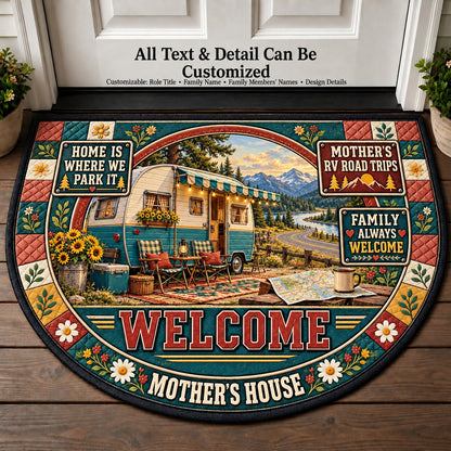 Mother's RV Road Trips Personalized Half Round Mat | 5To9Vibe
