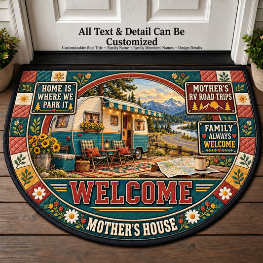 Mother's RV Road Trips Personalized Half Round Mat | 5To9Vibe