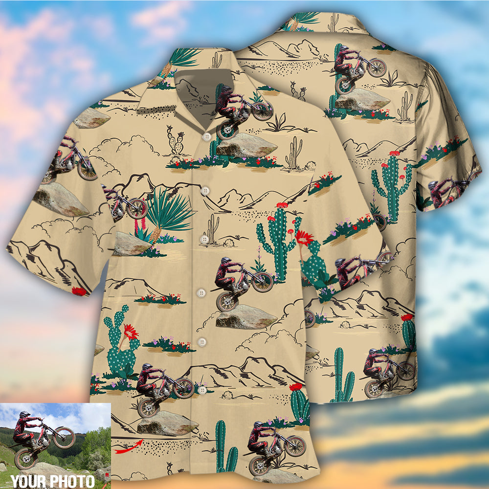 Motorcycle Trials Desert Mountain Custom Photo - Hawaiian Shirt 