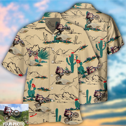 Motorcycle Trials Desert Mountain Custom Photo - Hawaiian Shirt 
