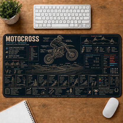 Motocross Sports Visual Guide Desk Mat | 5To9Vibe
