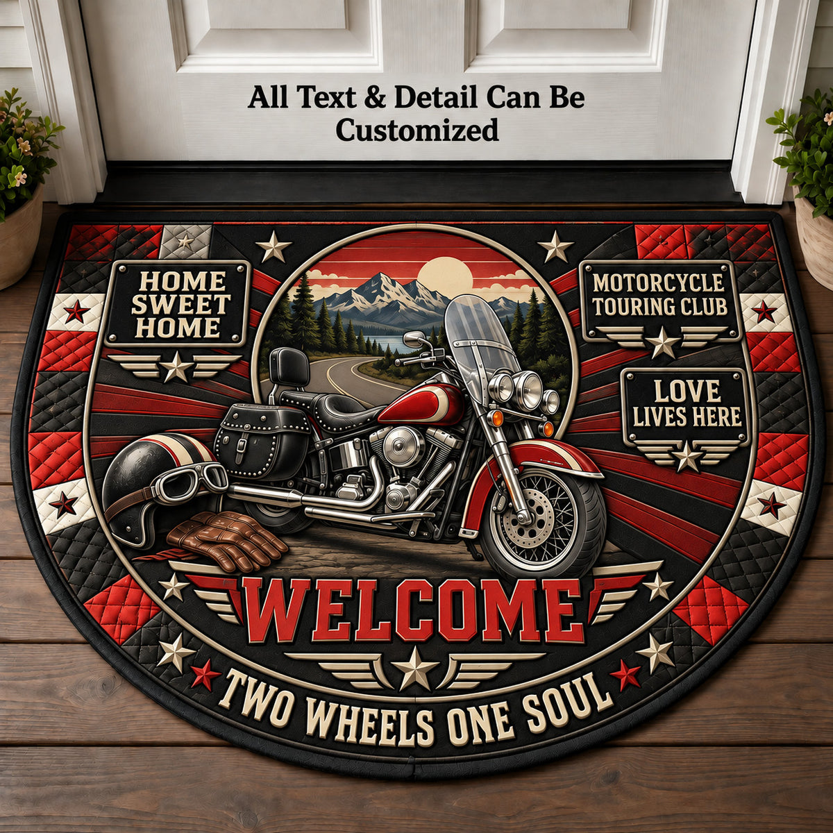 Motorcycle Touring Club Personalized Half Round Mat | 5To9Vibe