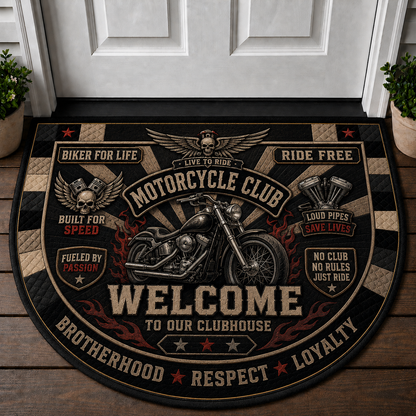 Motorcycle Garage Welcome Mat - Custom Built Biker Workshop Doormat - 5to9vibe