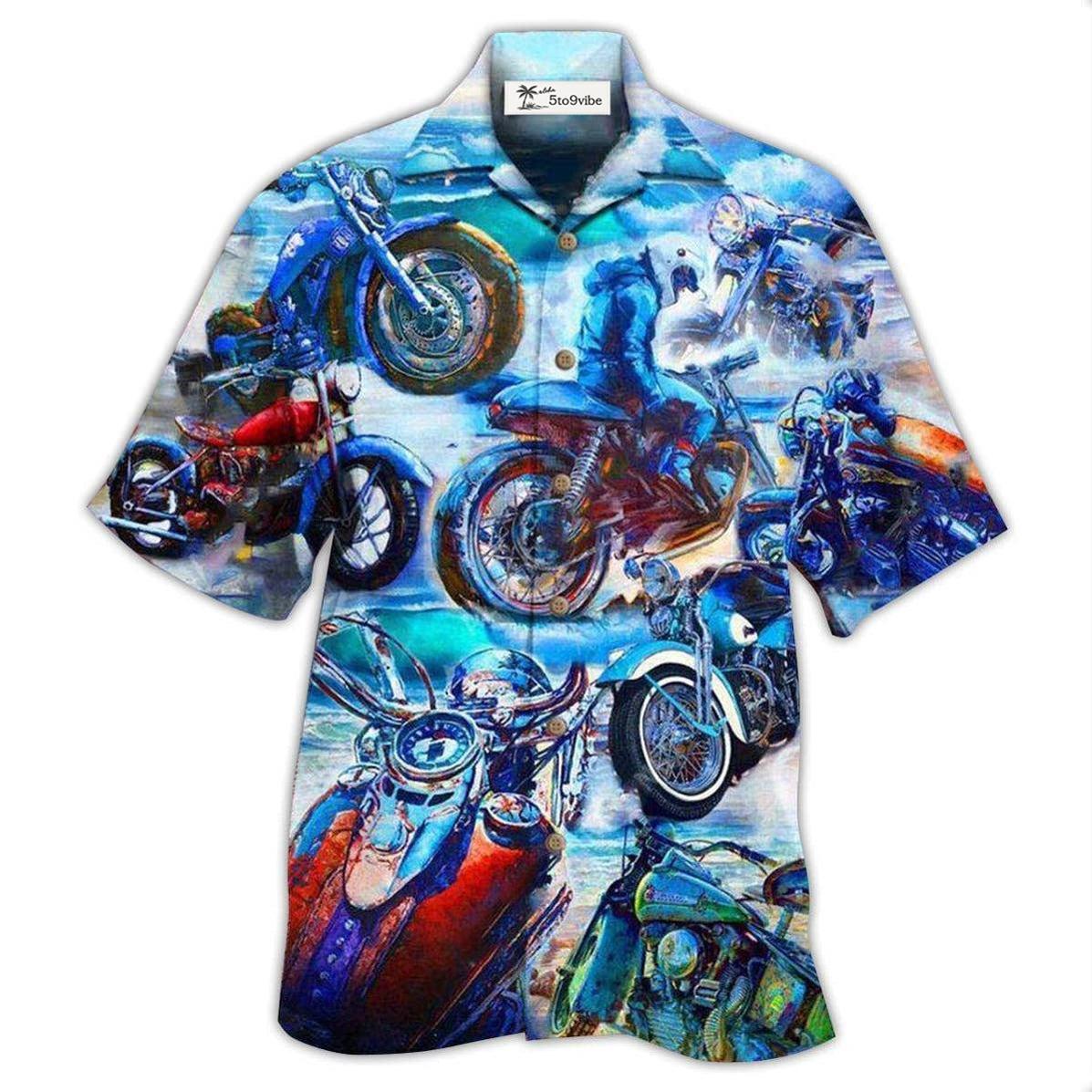 Hawaiian Shirt / Adults / S Motorcycle Let's Take A Ride To The Beach Blue Style - Hawaiian Shirt 