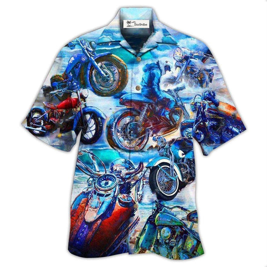 Hawaiian Shirt / Adults / S Motorcycle Let's Take A Ride To The Beach Blue Style - Hawaiian Shirt 
