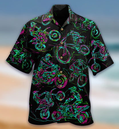 Motorcycle Lover Neon Light - Hawaiian Shirt 