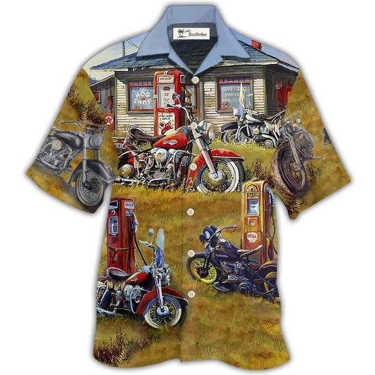 Hawaiian Shirt / Adults / S Motorcycle Vintage Shop Grass - Hawaiian Shirt 