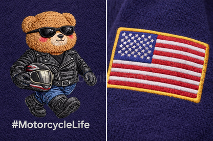 Firefighter Life Embroidered Quarter Zip Sweatshirt, Funny Firefighter Life Bear Pullover, Men's Casual Zip Up Jacket, Gift for Firefighter Life Lover Dad
