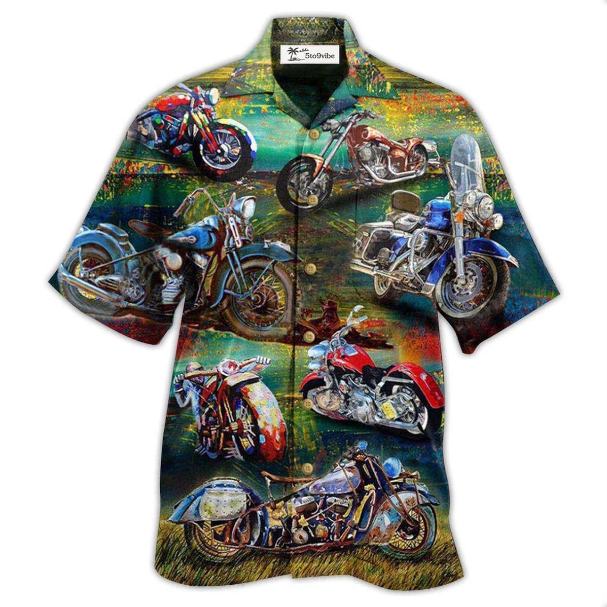 Hawaiian Shirt / Adults / S Motorcycle Freedom Is A Full Tank Happy With Road - Hawaiian Shirt 