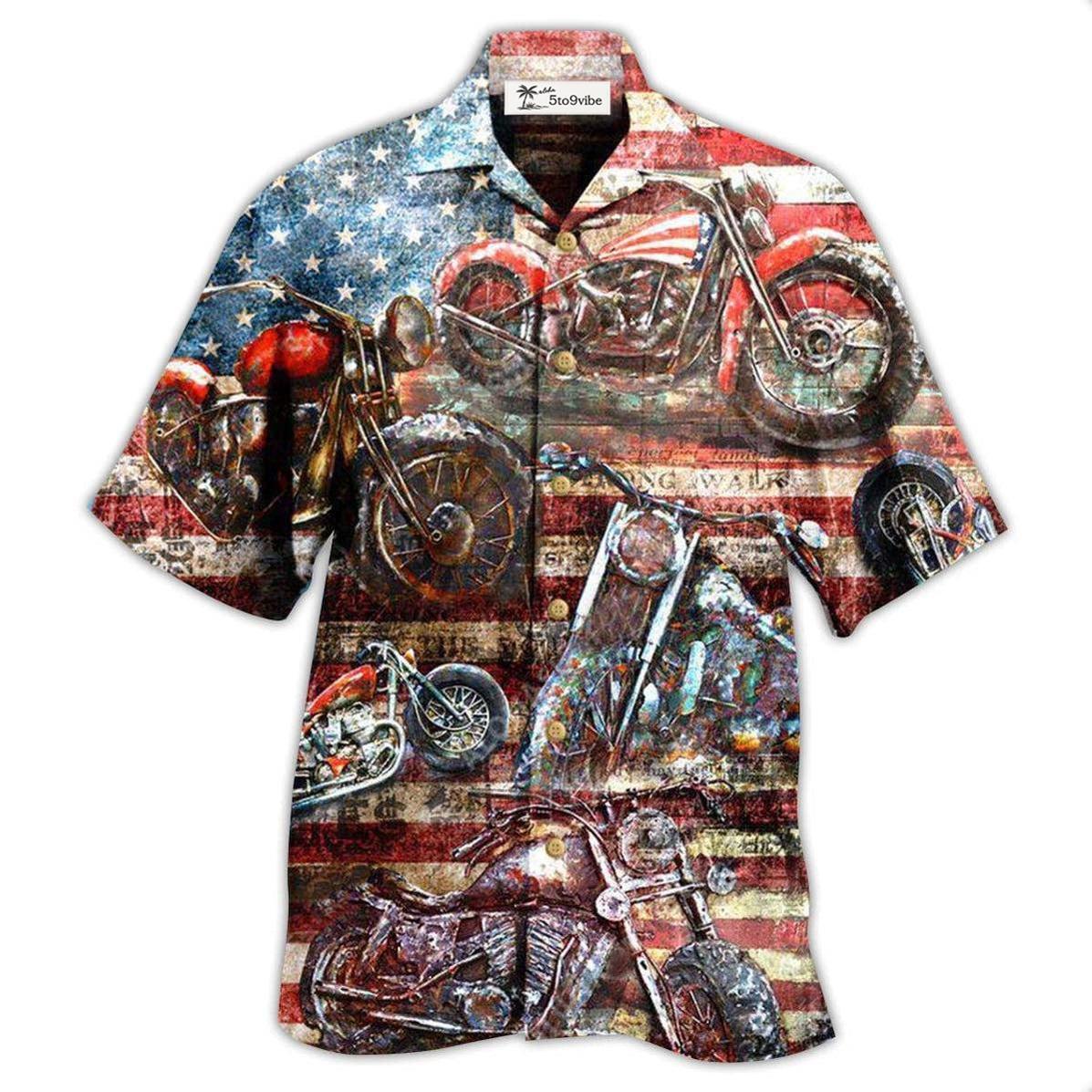 Hawaiian Shirt / Adults / S Motorcycle No Plans No Maps America - Hawaiian Shirt 