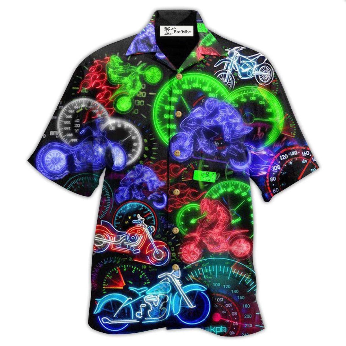 Hawaiian Shirt / Adults / S Motorcycle Ride Hard Or Stay Home Neon Light - Hawaiian Shirt 