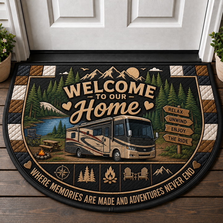 Welcome To Our Home RV Doormat - Motorhome Class A Outdoor Welcome Mat - 5to9vibe
