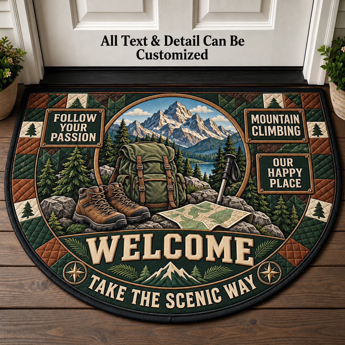 Mountain Climbing Personalized Half Round Mat | 5To9Vibe