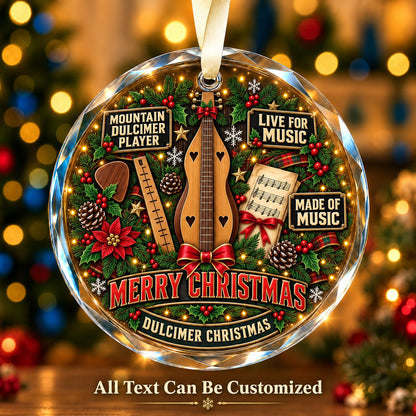 Mountain Dulcimer Player Personalized Glass Ornament | 5To9Vibe