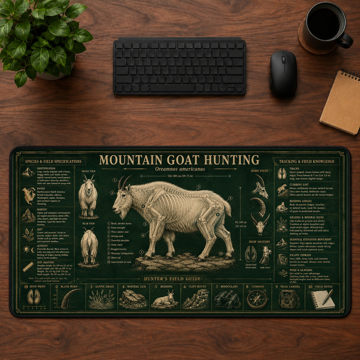 Mountain Goat Hunting Desk Mat Mouse Pad | 5To9Vibe