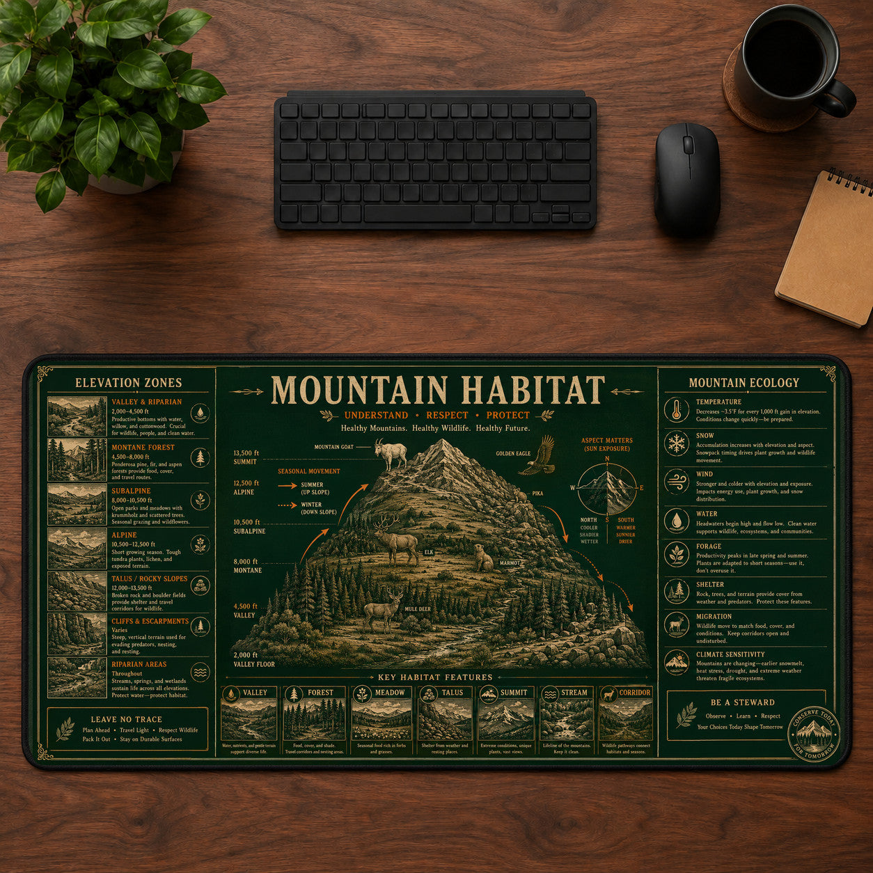 Mountain Habitat Desk Mat Mouse Pad | 5To9Vibe