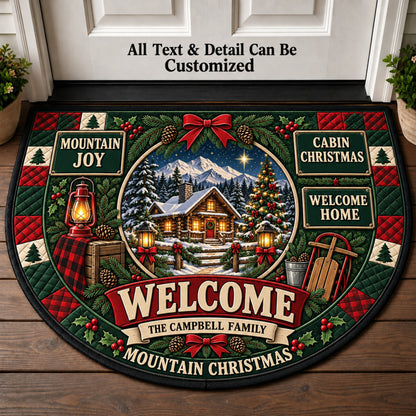 Mountain Home Christmas Personalized Half Round Mat | 5To9Vibe