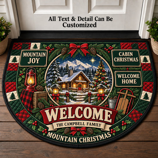 Mountain Home Christmas Personalized Half Round Mat | 5To9Vibe