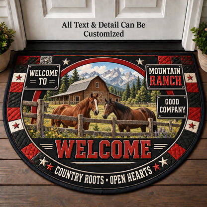 Mountain Ranch Personalized Half Round Mat | 5To9Vibe