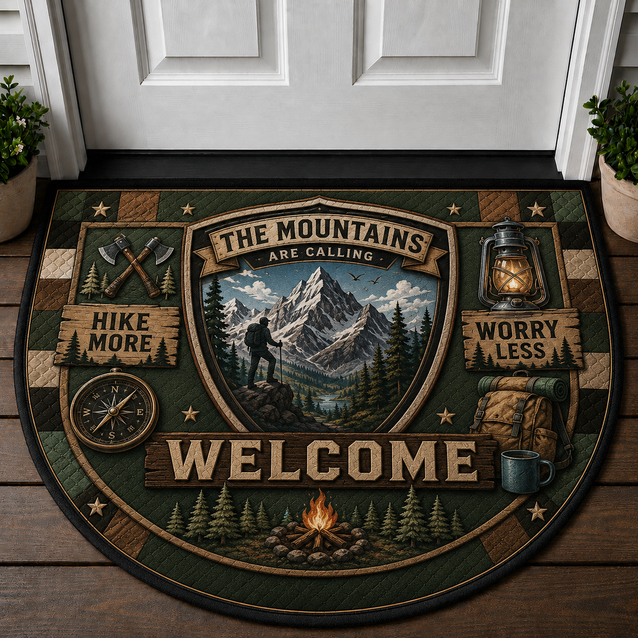 Mountain Calling Welcome Mat - Hiking & Forest Adventure Doormat - 5to9vibe