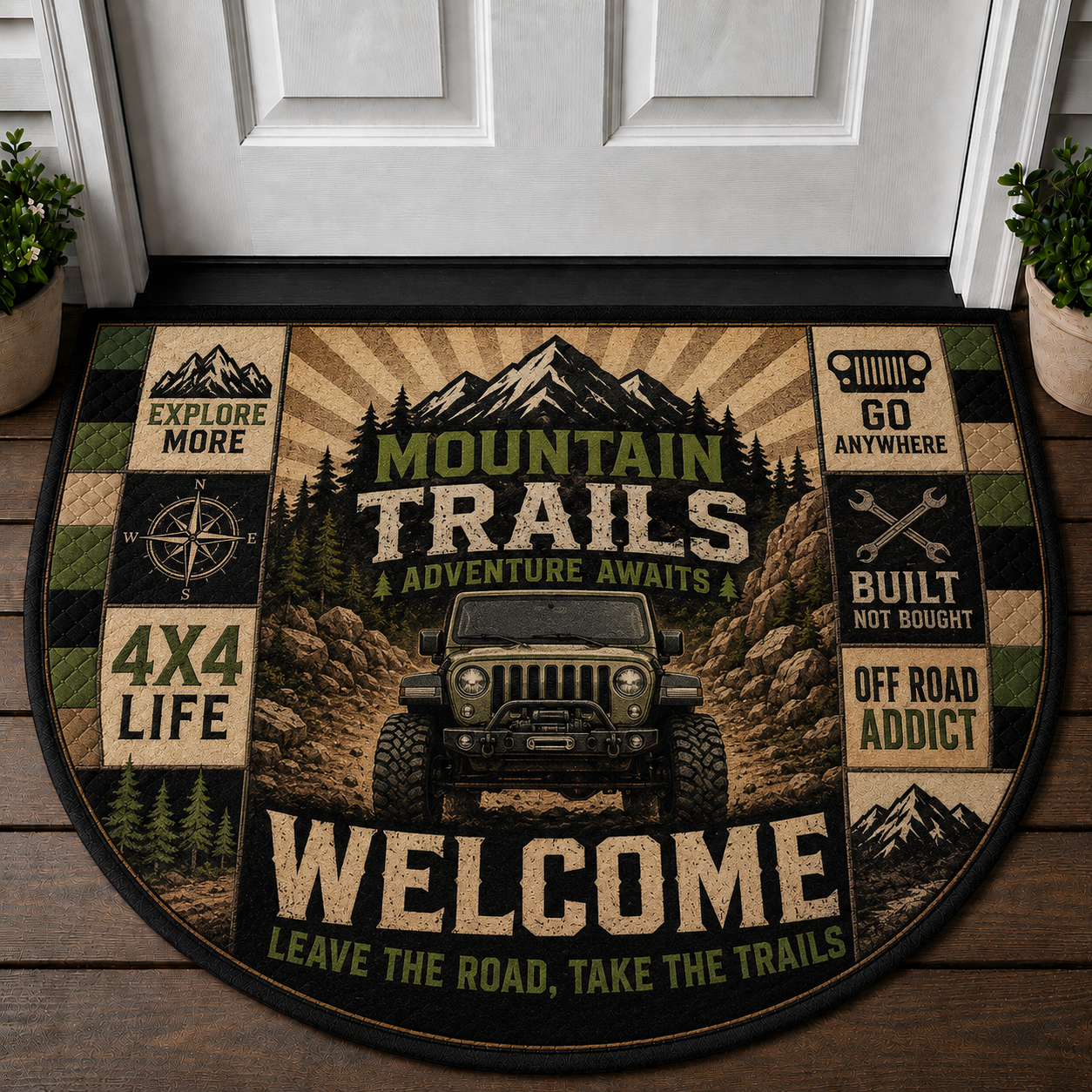 Jeep Dad Welcome Mat - Manual Transmission 4x4 Off-Road Doormat - 5to9vibe