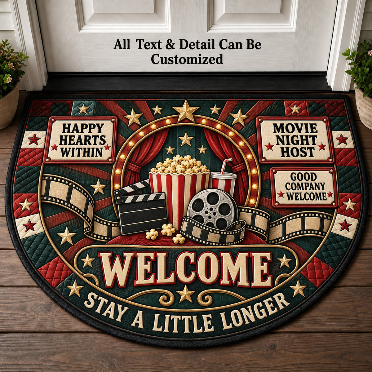 Movie Night Host Personalized Half Round Mat | 5To9Vibe