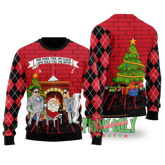 Mr Claus Who Sold You Data Funny Sweater Black