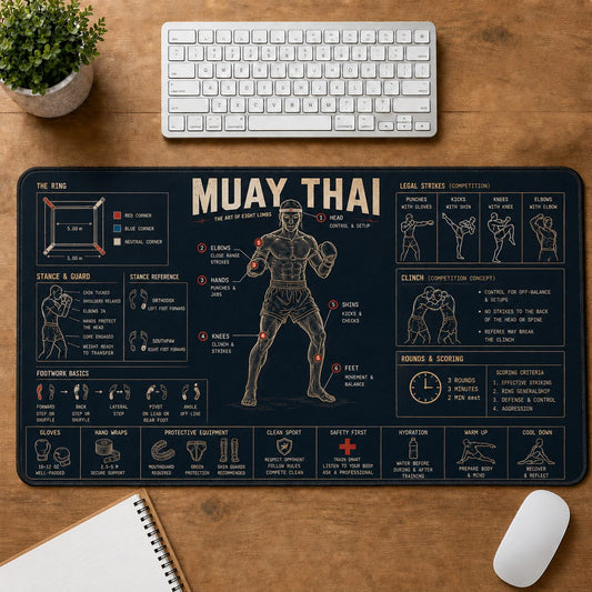 Muay Thai Sports Visual Guide Desk Mat | 5To9Vibe