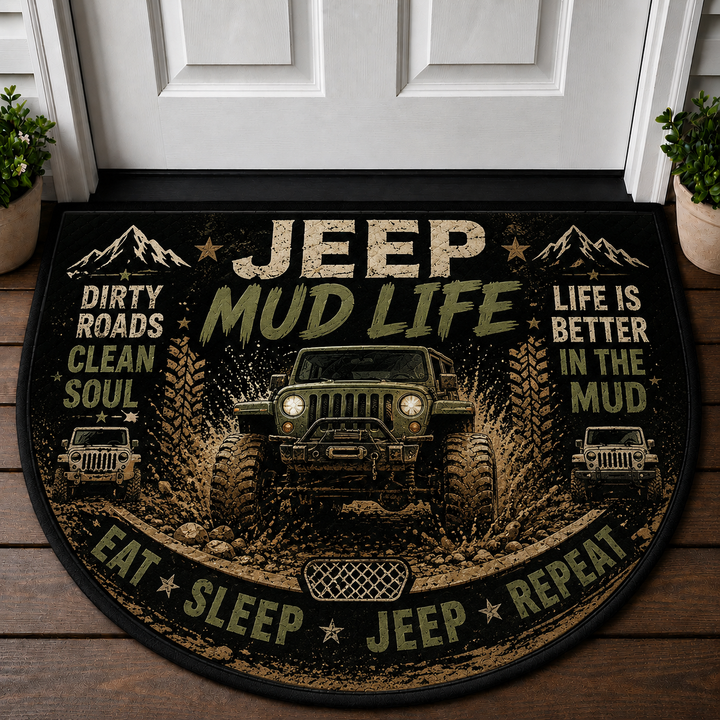 Jeep Mud Life Welcome Mat - Off Road Adventure Outdoor Doormat - 5to9vibe
