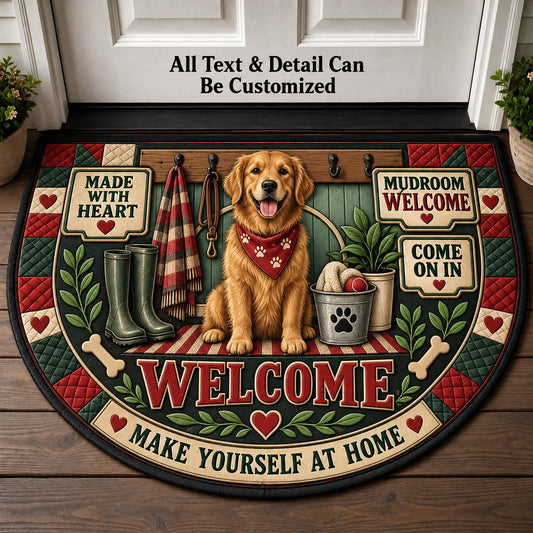Mudroom Welcome Personalized Half Round Mat | 5To9Vibe