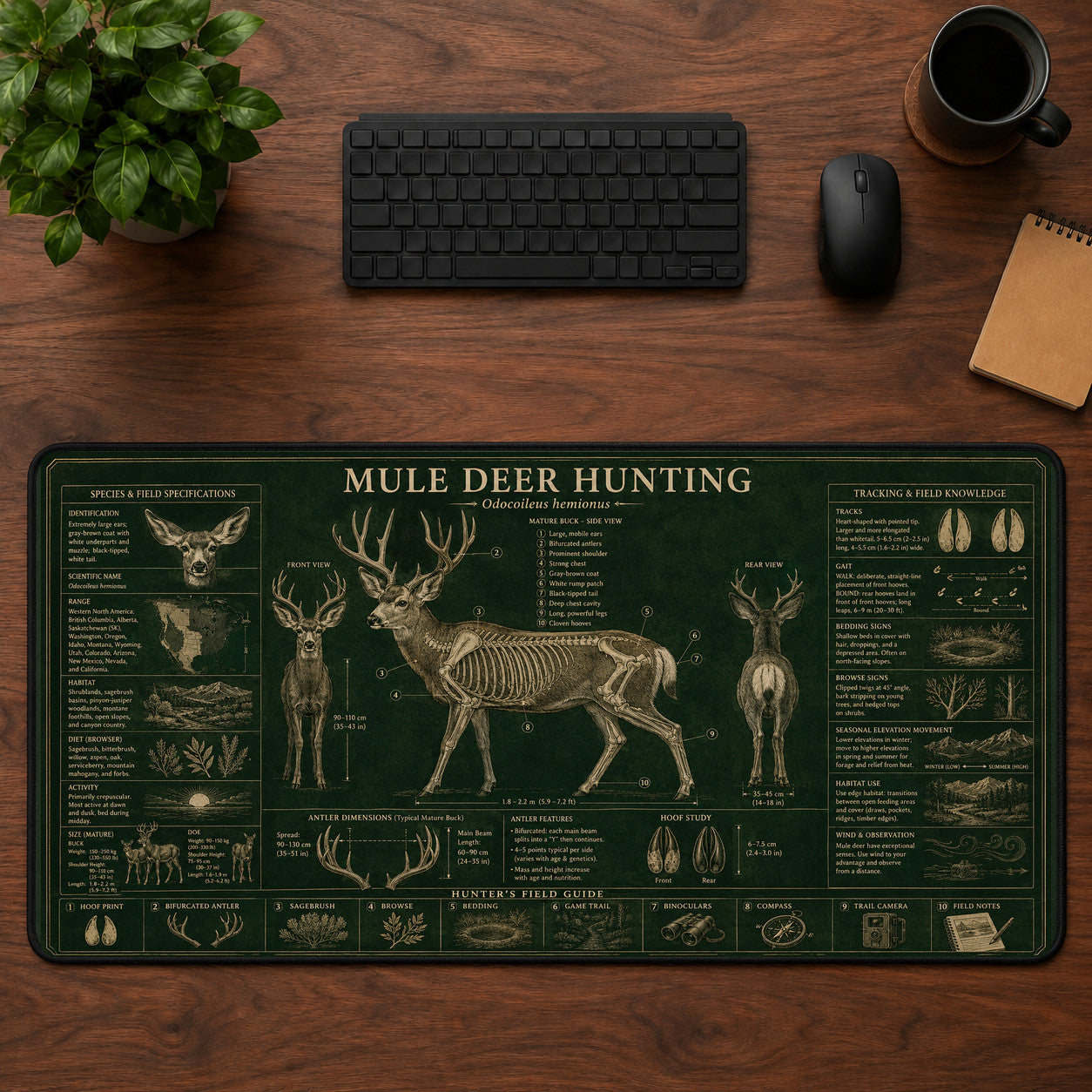 Mule Deer Hunting Desk Mat Mouse Pad | 5To9Vibe