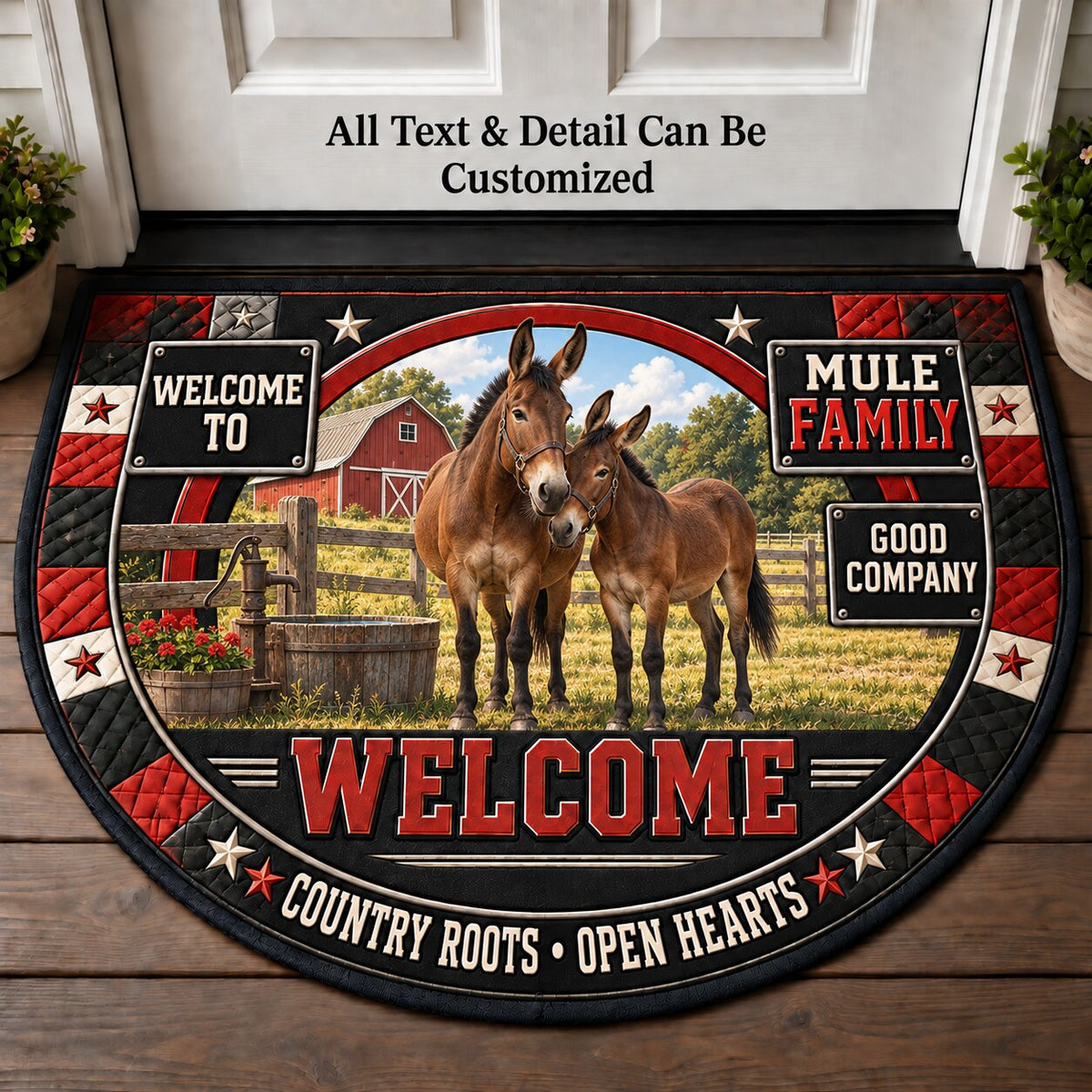 Mule Family Personalized Half Round Mat | 5To9Vibe