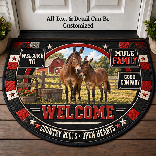 Mule Family Personalized Half Round Mat | 5To9Vibe