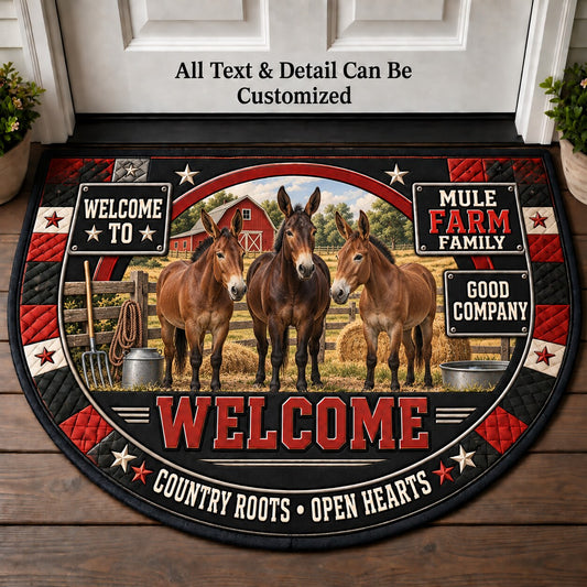 Mule Farm Family Personalized Half Round Mat | 5To9Vibe