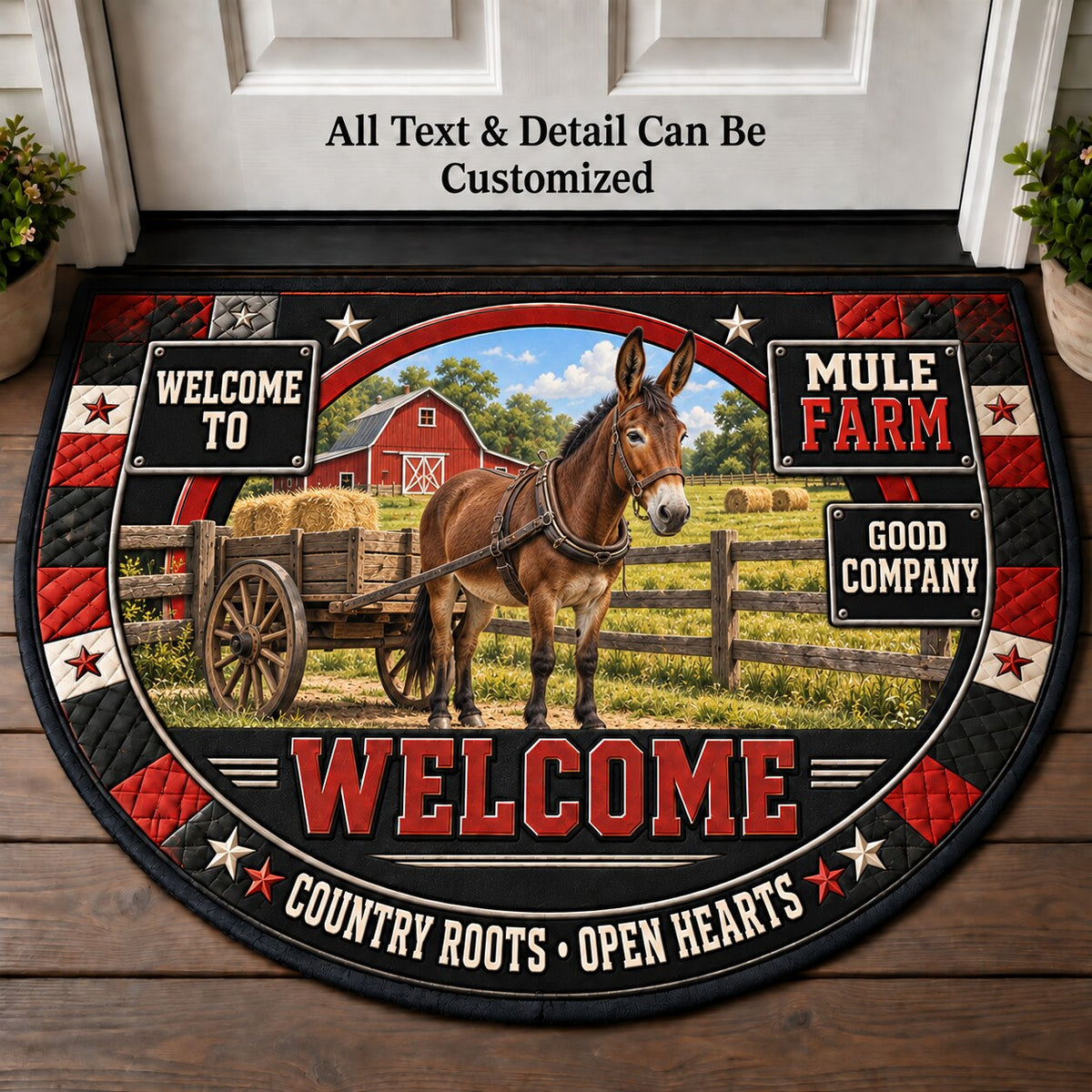 Mule Farm Personalized Half Round Mat | 5To9Vibe