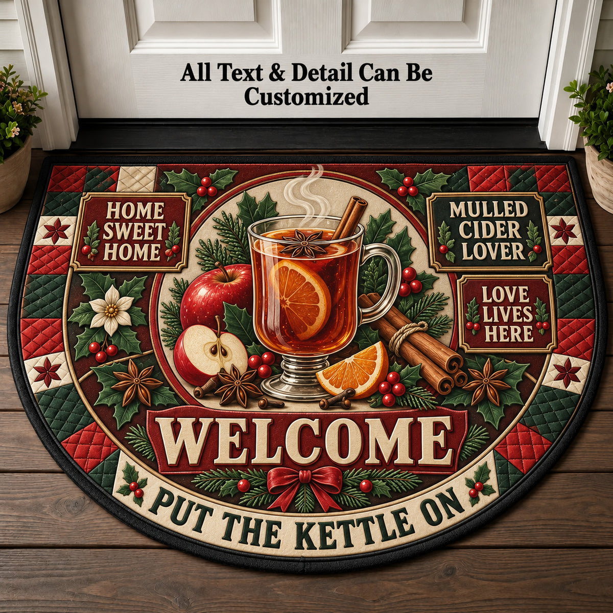Mulled Cider Lover Personalized Half Round Mat | 5To9Vibe