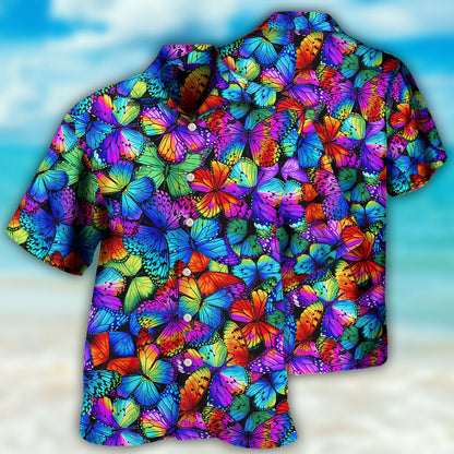 Butterfly Multi Bright Butterflies - Hawaiian Shirt 