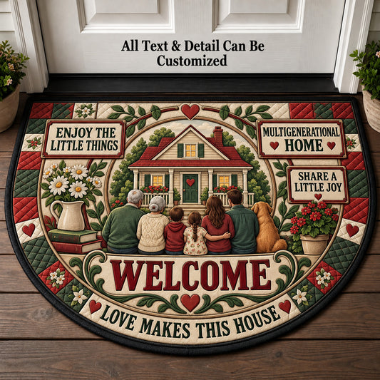 Multigenerational Home Personalized Half Round Mat | 5To9Vibe