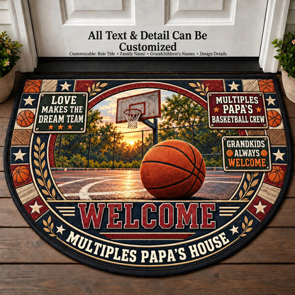 Multiples Papa's Basketball Crew Personalized Half Round Mat | 5To9Vibe