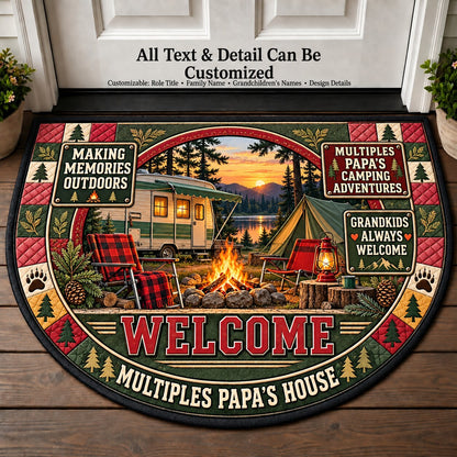 Multiples Papa's Camping Adventures Personalized Half Round Mat | 5To9Vibe