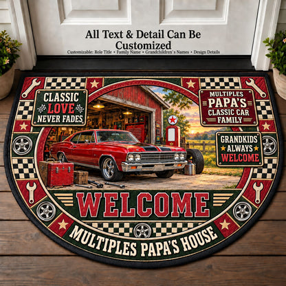 Multiples Papa's Classic Car Family Personalized Half Round Mat | 5To9Vibe