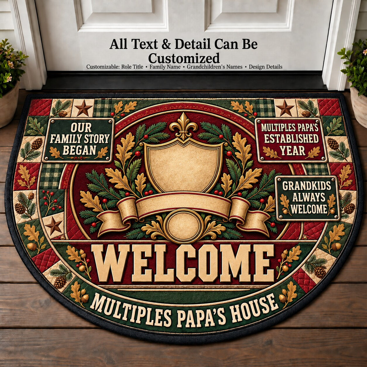 Multiples Papa's Established Year Personalized Half Round Mat | 5To9Vibe