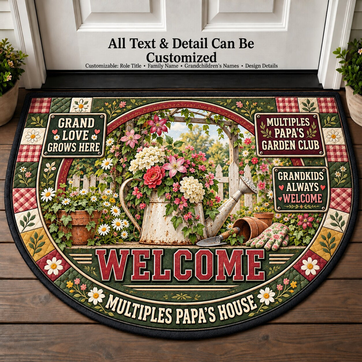 Multiples Papa's Garden Club Personalized Half Round Mat | 5To9Vibe
