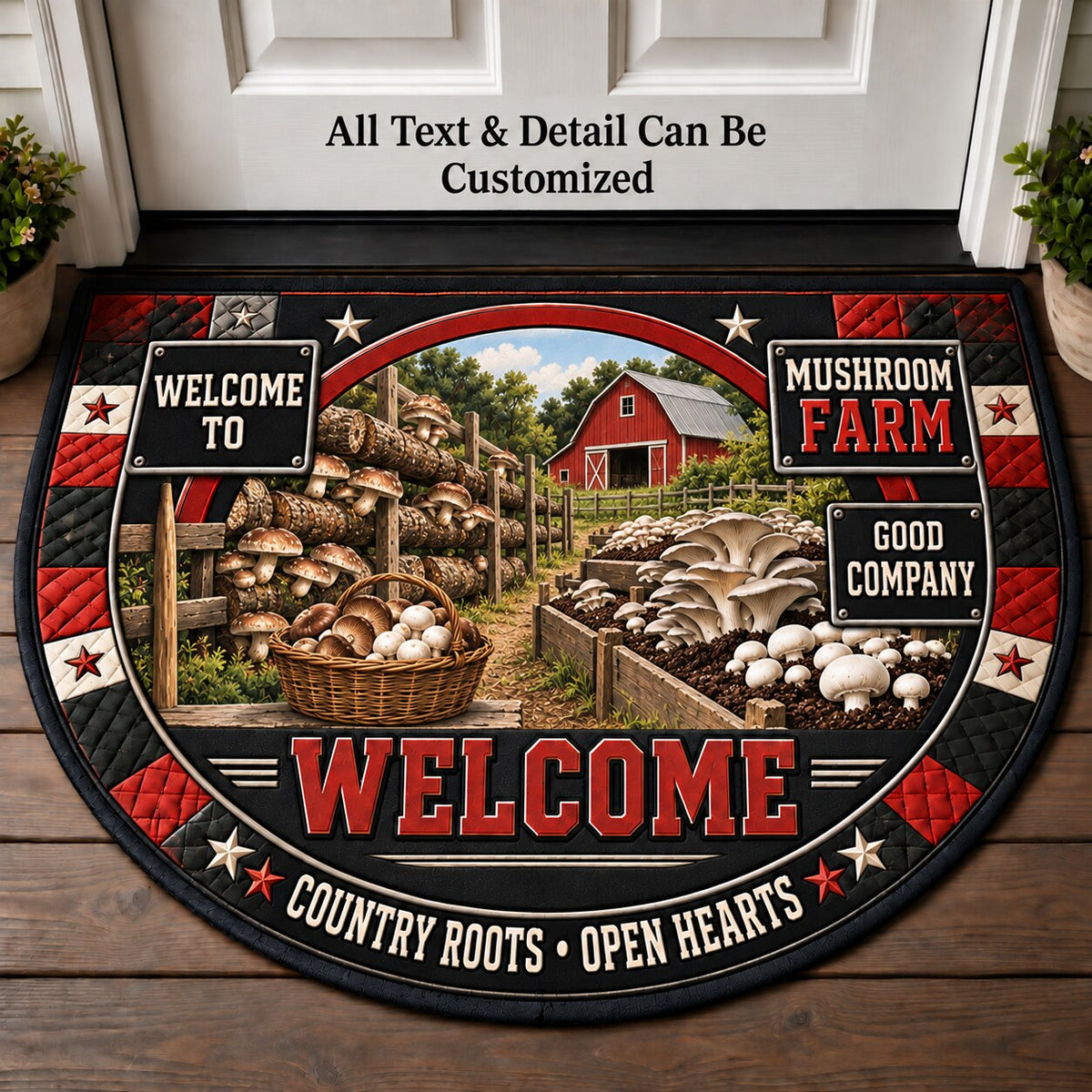 Mushroom Farm Personalized Half Round Mat | 5To9Vibe