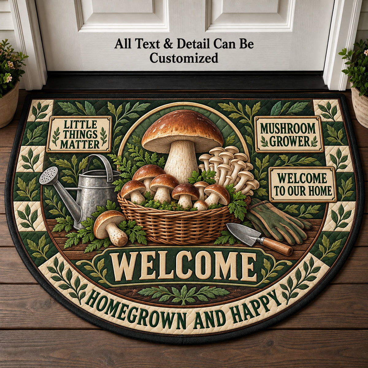 Mushroom Grower Personalized Half Round Mat | 5To9Vibe