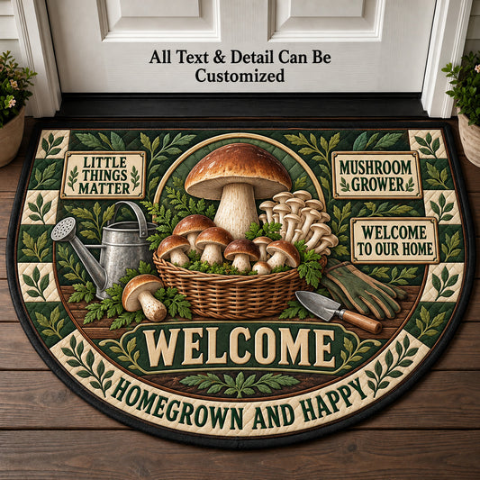 Mushroom Grower Personalized Half Round Mat | 5To9Vibe