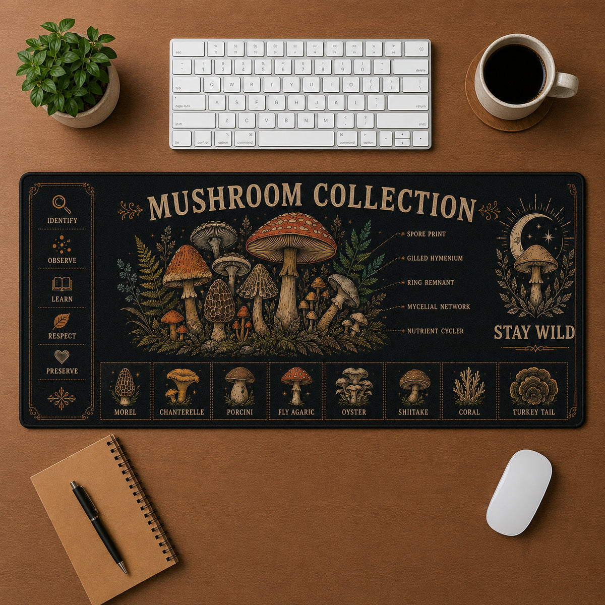 Mushroom Collection Hippie Desk Mat Mouse Pad | 5To9Vibe