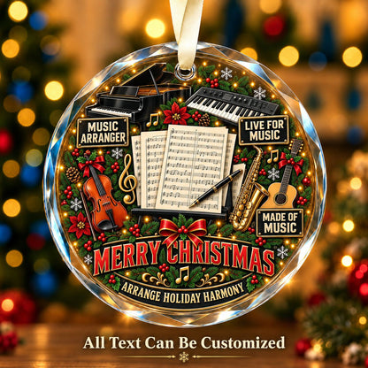 Music Arranger Personalized Glass Ornament | 5To9Vibe
