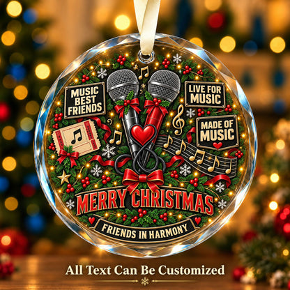 Music Best Friends Personalized Glass Ornament | 5To9Vibe